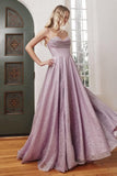Women's Glitter Prom Dresses Long with Slit 2025 Spaghetti Strap Formal Evening Party Maxi Gown