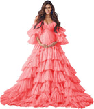 Puffy Tulle Robe Maternity Dress for Photoshoot Sheer Bridal Lingerie Wedding Gown Long Baby Shower Pregnancy Dresses