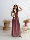 Velvet V Neck Bridesmaid Dress Long Women's Prom Formal Party Gown with Slit