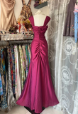 Elegant Satin Ruched Mermaid Prom Dress Pink Evening Gown Y8161