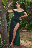 Women's Velvet Slit Mermaid Prom Dress Long Off Shoulder Bridesmaid Dress Strapless Party Gown
