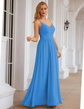Spaghetti Strap Bridesmaid Dresses for Women Chiffon Long Formal Party Prom Gowns