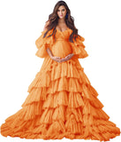 Puffy Tulle Robe Maternity Dress for Photoshoot Sheer Bridal Lingerie Wedding Gown Long Baby Shower Pregnancy Dresses