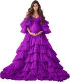 Puffy Tulle Robe Maternity Dress for Photoshoot Sheer Bridal Lingerie Wedding Gown Long Baby Shower Pregnancy Dresses