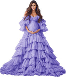 Puffy Tulle Robe Maternity Dress for Photoshoot Sheer Bridal Lingerie Wedding Gown Long Baby Shower Pregnancy Dresses