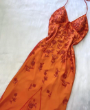 Beautiful Orange Straps Beaded Long Prom Dress Evening Dress Y7506