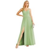 Spaghetti Strap Bridesmaid Dresses for Women Chiffon Long Formal Party Prom Gowns