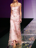 Pretty Pink Satin Lace Appliques Long Prom Dress Evening Dress Y8403