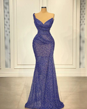 Blue Elegant Exquisite Evening Dress Floor Length Dubai Arabic Prom Dress Y4732