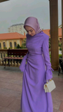 Modest Purple Prom Dress with Long Sleeves Trendy Purple Evening Dress Y4857