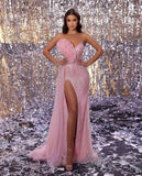 Sweetheart Mermaid Evening Dress Long Slit With Beadings