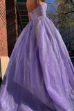Sparkly A-line Spaghetti Straps Sweetheart Prom Dresses, Evening Dresses