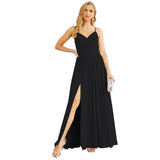 Spaghetti Strap Bridesmaid Dresses for Women Chiffon Long Formal Party Prom Gowns