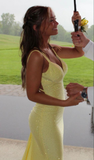 Mermaid Yellow Long Prom Dresses Backless Yellow Prom Dresses Formal Evening Dresses Y1562
