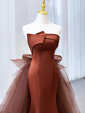Mermaid Tulle Satin Long Prom Dress Mermaid Evening Dress Y4348