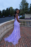 Elegant Lilac Lace Mermaid Evening Dress Lilac Evening Gown Y6478