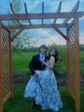 Special Floral Pattern Chiffon A-Line Prom Evening Dresses Y6721