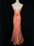 Charming Satin Flowers Long Mermaid Evening Dress Formal Prom Dress Y8219