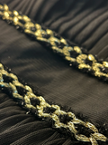 Gorgeous Black Tulle Gold Silk Feathers A Line Prom Dress Formal Evening Dress Y8652