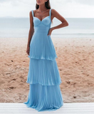 Charming Blue Prom Dress Long Evening Dress Y6363