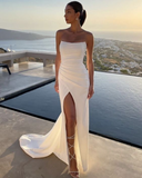 Elegant White Strapless Prom Dress White Evening Dress Y7290