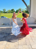 Blue Print Sexy Prom Dress Long Evening Dress Prom Dresses Y7411