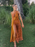 Chic One Shoulder Prom Dress With Split Trendy Evening Dress Y6248