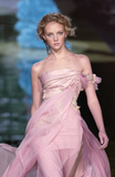 Pretty Pink Chiffon Appliques Party Prom Dress,A Line Slit Evening Dress Y8436