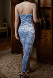 Elegant Blue velvet Prom Dress Spaghetti Straps Evening Dress Y8193