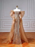 Luxury Off The Shoulder Tulle Beaded Prom Dress Long Mermaid Evening Dress Y8610