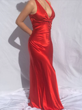 Sexy V Neck Backless Long Prom Dress Green Evening Gown Y7973