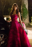 Pretty Hot Pink Strapless Long A Line Prom Dress Evening Dress Y8397