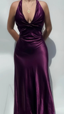 Sexy V Neck Satin Evening Dress Long Prom Dress Y7781