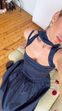 Sexy Satin A Line Evening Dress Navy Blue Prom Dress Y8154