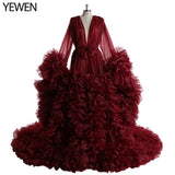 Elegant Maternity Photography Prop Pregnancy Dress for Photo Shooting Organza Ruffle Pregnant Women Dresses Maxi Maternity Gown