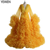 Elegant Maternity Photography Prop Pregnancy Dress for Photo Shooting Organza Ruffle Pregnant Women Dresses Maxi Maternity Gown