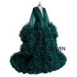 Elegant Maternity Photography Prop Pregnancy Dress for Photo Shooting Organza Ruffle Pregnant Women Dresses Maxi Maternity Gown