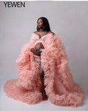 Elegant Maternity Photography Prop Pregnancy Dress for Photo Shooting Organza Ruffle Pregnant Women Dresses Maxi Maternity Gown