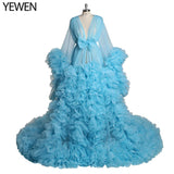 Elegant Maternity Photography Prop Pregnancy Dress for Photo Shooting Organza Ruffle Pregnant Women Dresses Maxi Maternity Gown