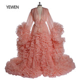 Elegant Maternity Photography Prop Pregnancy Dress for Photo Shooting Organza Ruffle Pregnant Women Dresses Maxi Maternity Gown