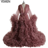 Elegant Maternity Photography Prop Pregnancy Dress for Photo Shooting Organza Ruffle Pregnant Women Dresses Maxi Maternity Gown
