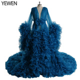 Elegant Maternity Photography Prop Pregnancy Dress for Photo Shooting Organza Ruffle Pregnant Women Dresses Maxi Maternity Gown