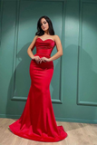 Sexy Red Sweetheart Sleeveless Sequins Mermaid Evening Dresses Y4570