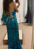 Glitter Sequin Mermaid Prom Dress Long Backless Evening Dress Y7906