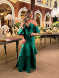Elegant Green Satin Mermaid Evening Dress Green Formal Dress Y6188