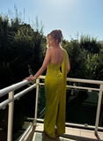 Sexy Sheath Long Party Prom Dress Olive Green One Shoulder Prom Evening Dress Y8009