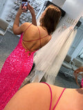 Mermaid Spaghetti Straps Long Sequins Prom Dress