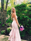Elegant Pink Mermaid Prom Dress Pink Evening Dress Y6446