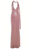 Sexy Pink Halter Backless Party Evening Dress Formal Prom Dress Y8166