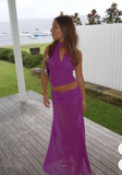 Pretty Purple Halter Tulle Long Prom Dress Evening Dress Y8242